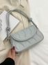 Small Shoulder Bag Geometric Embossed Flap