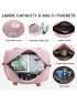 Travel Duffle Bag, Weekender Bags for Women with Shoe Compartment, Carry on Overnight Bag with Toiletry Bag, Gym Duffel Bag with Wet Pocket, Hospital Bags for Labor and Delivery, Pink