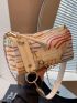 Small Shoulder Bag Stripe Pattern Letter Patch Decor