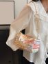 Small Shoulder Bag Stripe Pattern Letter Patch Decor