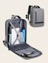 Business Casual Men Receive Nylon Solid Color Large Capacity Backpack With USB Port Camping Bag