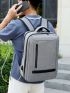 Business Casual Men Receive Nylon Solid Color Large Capacity Backpack With USB Port Camping Bag