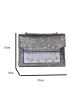 Fashion Studded & Faux Pearl Decor Square Bag Lady Cross Shoulder Bag