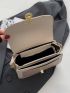 Small Square Bag Colorblock Metal Decor Flap For Work