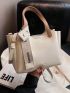 Beige Bucket Bag Twilly Scarf Decor Double Handle For Daily