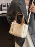 Beige Bucket Bag Twilly Scarf Decor Double Handle For Daily