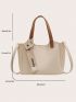 Beige Bucket Bag Twilly Scarf Decor Double Handle For Daily