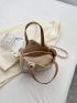 Beige Bucket Bag Twilly Scarf Decor Double Handle For Daily