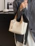 Beige Bucket Bag Twilly Scarf Decor Double Handle For Daily