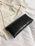 Crocodile Embossed Envelope Bag Black Chain Strap