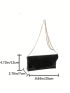 Crocodile Embossed Envelope Bag Black Chain Strap