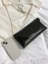 Crocodile Embossed Envelope Bag Black Chain Strap