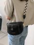 Mini Fanny Pack Crocodile Embossed Adjustable Strap For Daily