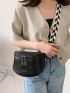 Mini Fanny Pack Crocodile Embossed Adjustable Strap For Daily