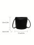 Litchi Embossed Bucket Bag Black With Coin Purse For Daily