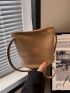 Litchi Embossed Bucket Bag Brown Fashionable For Daily