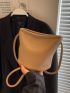 Litchi Embossed Bucket Bag Brown Fashionable For Daily