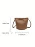 Litchi Embossed Bucket Bag Brown Fashionable For Daily