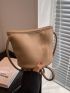 Litchi Embossed Bucket Bag Brown Fashionable For Daily