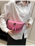 Small Fanny Pack Crocodile Embossed Chain Decor With USB Charging Port