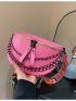 Small Fanny Pack Crocodile Embossed Chain Decor With USB Charging Port