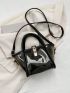 Mini Square Bag Clear Double Handle With Inner Pouch