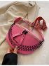 Small Fanny Pack Crocodile Embossed Chain Decor With USB Charging Port