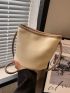 Litchi Embossed Bucket Bag Colorblock With Coin Purse For Daily