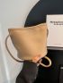 Litchi Embossed Bucket Bag Colorblock With Coin Purse For Daily