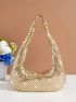 Gold Hobo Bag Sequins Decor For Party