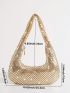 Gold Hobo Bag Sequins Decor For Party