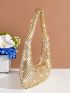 Gold Hobo Bag Sequins Decor For Party