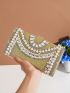 Small Box Bag Rhinestone & Faux Pearl Decor For Party, Perfect Bride Purse For Wedding, Prom & Party Events