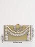 Small Box Bag Rhinestone & Faux Pearl Decor For Party, Perfect Bride Purse For Wedding, Prom & Party Events