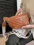 Litchi Embossed Fanny Pack Chevron Pattern For Daily