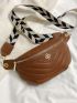 Litchi Embossed Fanny Pack Chevron Pattern For Daily