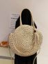 Medium Straw Bag Minimalist Tassel Decor For Vacation Circle Bag