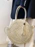 Medium Straw Bag Minimalist Tassel Decor For Vacation Circle Bag