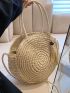 Medium Straw Bag Minimalist Tassel Decor For Vacation Circle Bag