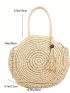 Medium Straw Bag Minimalist Tassel Decor For Vacation Circle Bag