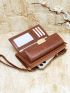 Brown Long Wallet Credit Card Holder With Zipper For Daily