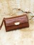 Brown Long Wallet Credit Card Holder With Zipper For Daily