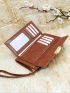 Brown Long Wallet Credit Card Holder With Zipper For Daily