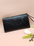 Black Long Wallet Credit Card Holder With Zipper For Daily