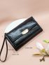 Black Long Wallet Credit Card Holder With Zipper For Daily