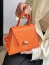 Mini Square Bag Snakeskin Embossed PU Neon Orange Funky