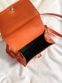 Mini Square Bag Snakeskin Embossed PU Neon Orange Funky