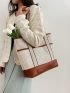 Contrast Binding Straw Bag Vacation