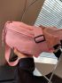 Zip Front Fanny Pack Polyester Pink