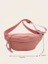 Zip Front Fanny Pack Polyester Pink